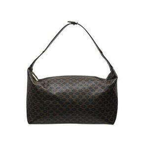 Celine handbag one shoulder bag macadam pattern leather black brown